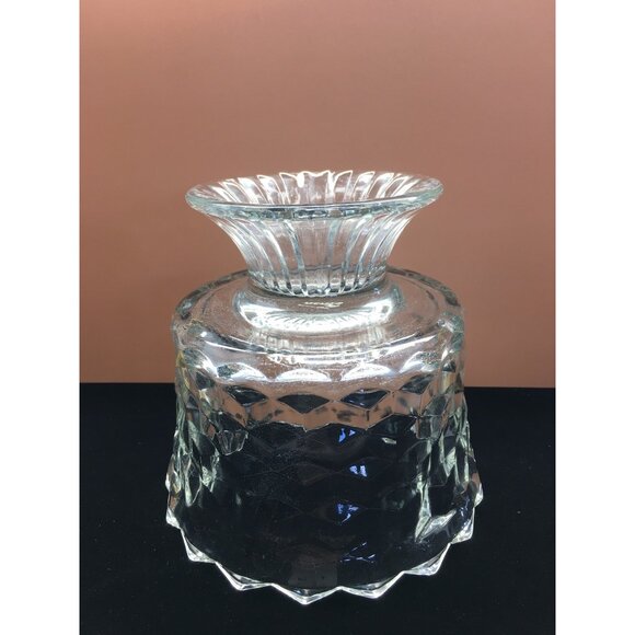 Vintage Fostoria American Pedestal Compote Bowl Dish Clear Glass Cube Pattern - Picture 11 of 16